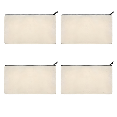 ATRANI Blank Bag Canvas Makeup Pencil Pouch with Zipper- Multipurpose Pen Pencil Case Cotton Canvas Cosmetic Bag Travel Cosmetic Bag (4)