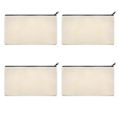 ATRANI Blank Bag Canvas Makeup Pencil Pouch with Zipper- Multipurpose Pen Pencil Case Cotton Canvas Cosmetic Bag Travel Cosmetic Bag (4)