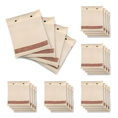 Atrani Cotton Saree Cover/Saree Bags/Clothes Covers (Set Of 24) Of 16 X 14 (Inches) For Clothes Storage Bag, Travelling, Wardrobe Organizer With Mesh/Window - BEIGE