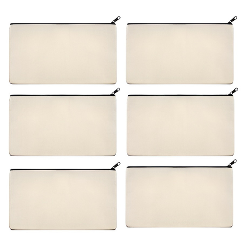 ATRANI Blank Bag Canvas Makeup Pencil Pouch with Zipper- Multipurpose Pen Pencil Case Cotton Canvas Cosmetic Bag Travel Cosmetic Bag (6)