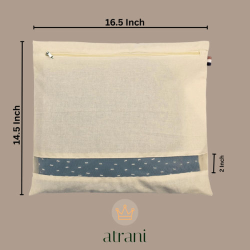 Atrani Pack Of 10 Cotton Saree Clothes Bags/Covers/Poches For Storage With Zip Closure (16 X 14 Inches, Beige)