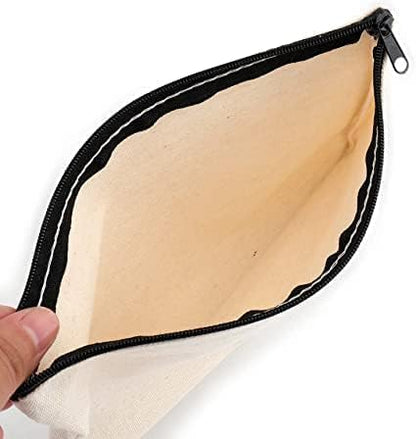 ATRANI Blank Bag Canvas Makeup Pencil Pouch with Zipper- Multipurpose Pen Pencil Case Cotton Canvas Cosmetic Bag Travel Cosmetic Bag (20)