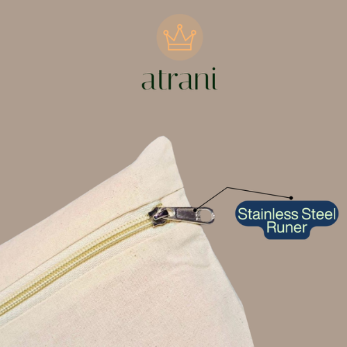 Atrani Pack Of 5 Cotton Saree Clothes Bags/Covers/Poches For Storage With Zip Closure (16 X 14 Inches, Beige)