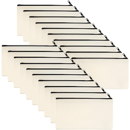 ATRANI Blank Bag Canvas Makeup Pencil Pouch with Zipper- Multipurpose Pen Pencil Case Cotton Canvas Cosmetic Bag Travel Cosmetic Bag (20)