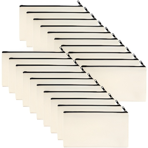 ATRANI Blank Bag Canvas Makeup Pencil Pouch with Zipper- Multipurpose Pen Pencil Case Cotton Canvas Cosmetic Bag Travel Cosmetic Bag (20)