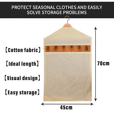 ATRANI Hanging Saree Bag | Cotton Clothes Bags for Storage | Hanging Cotton Saree Covers | Mesh Window Cloth Storage Bag | Saree Stoarge Covers with Zip | Pack of 10 | Cream