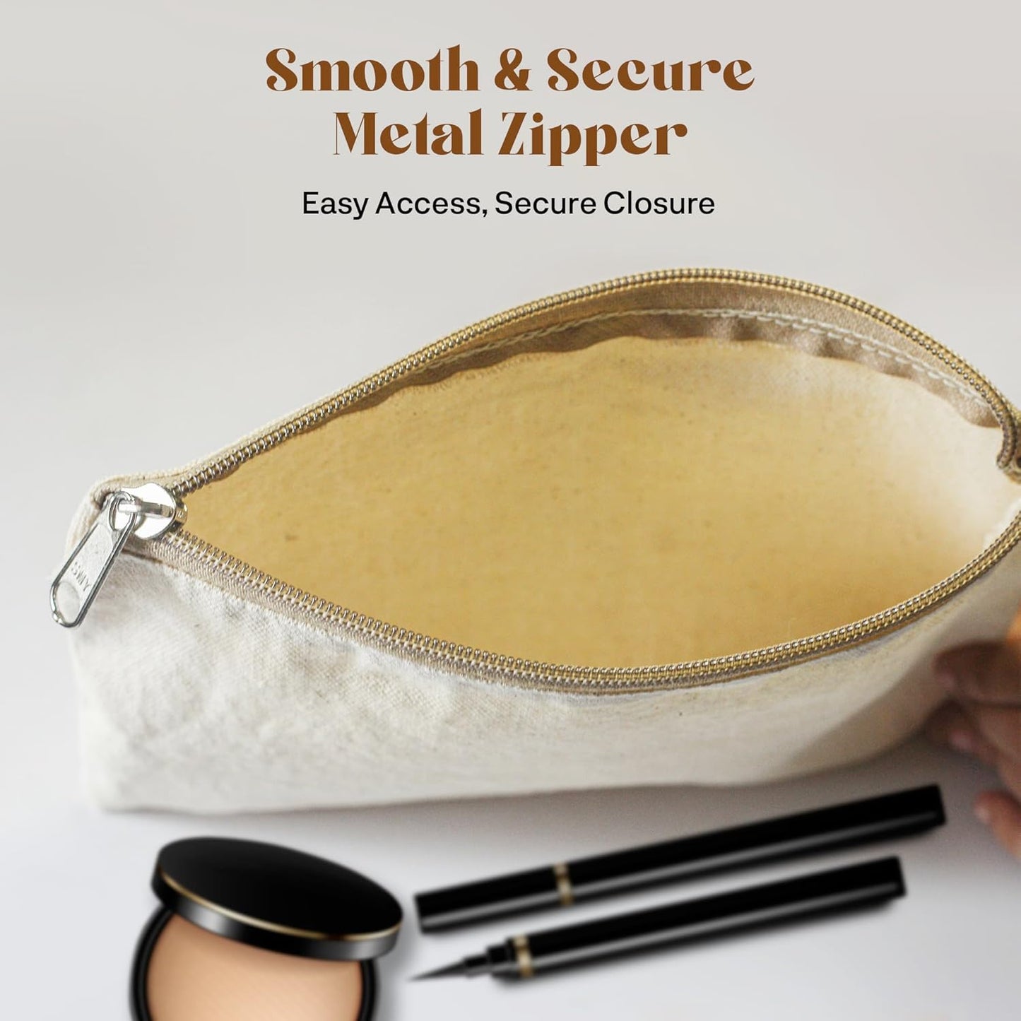 ATRANI Cotton Canvas Pouch, Blank DIY Makeup Bag, Multi-Purpose Pencil Case, Craft Storage, Travel Toiletry Bag with Zip (5x8 inch) DIY Customizable, Washable & Reusable – Value Pack Options (6)