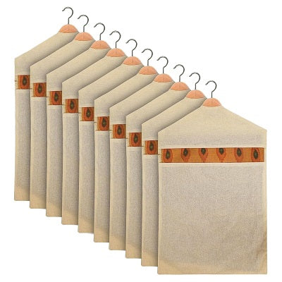 ATRANI Hanging Saree Bag | Cotton Clothes Bags for Storage | Hanging Cotton Saree Covers | Mesh Window Cloth Storage Bag | Saree Stoarge Covers with Zip | Pack of 10 | Cream