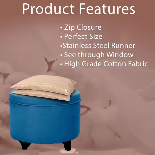 Cotton Saree Bags/Covers For Storage Set Of - 12 Big Size Single (16 X 14 Inches) With Zip Closure For Clothes Bags And Wardrobe Organizer With Transparent Mesh Window, Beige